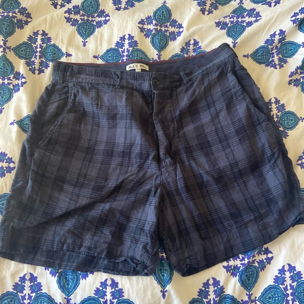 Alex Mill blue/ black madras shorts
